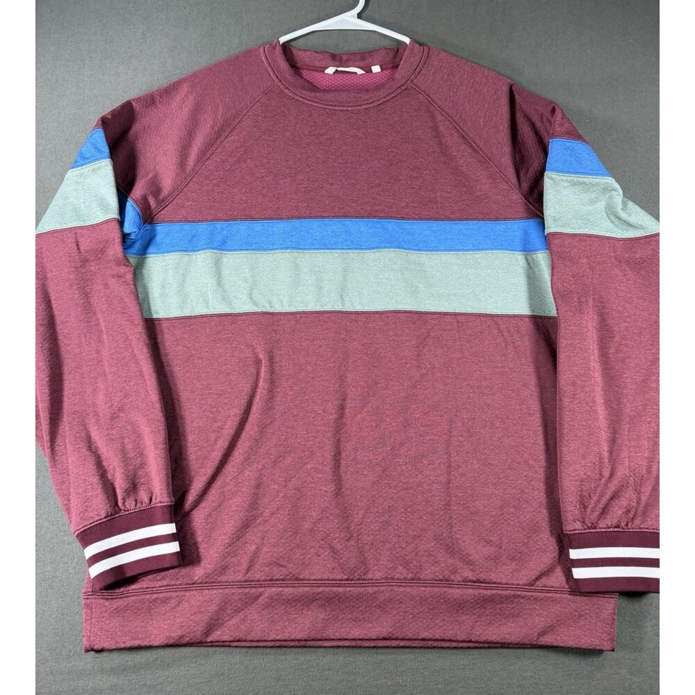 Cotopaxi Bandera Sweatshirt Mens XL Maroon Striped Crew Neck Performance Sweater